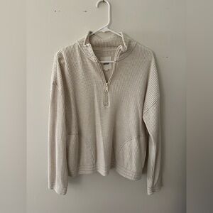 Aerie Waffle Knit Quarter Zip Pullover